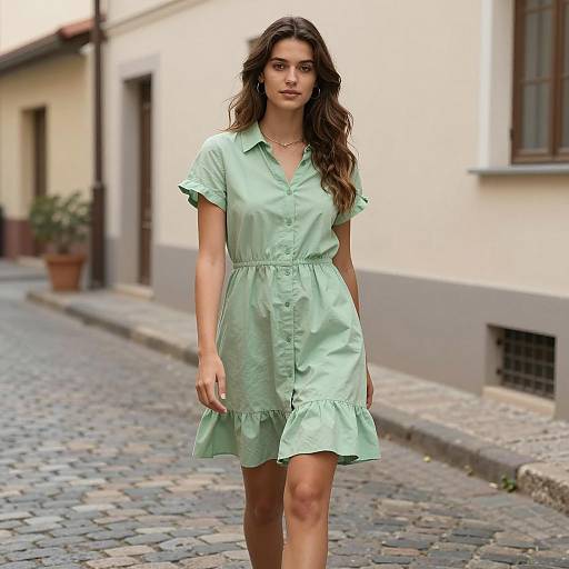 Stylish Young Woman in Casual Dress