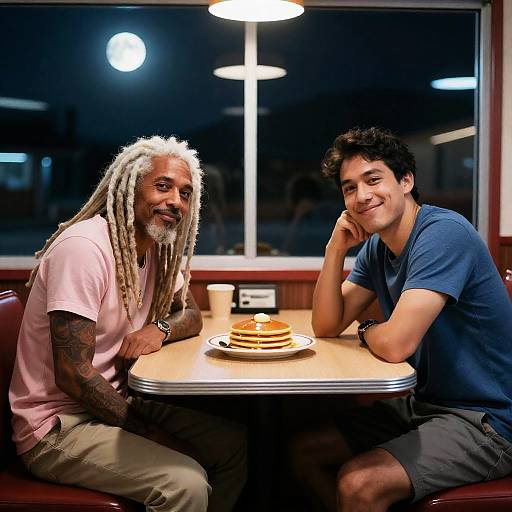 Nighttime Diner Scene with Friends