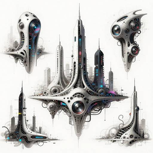 Futuristic Organic-Mechanical Cityscapes