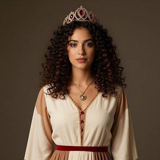 Regal Woman with Curly Hair