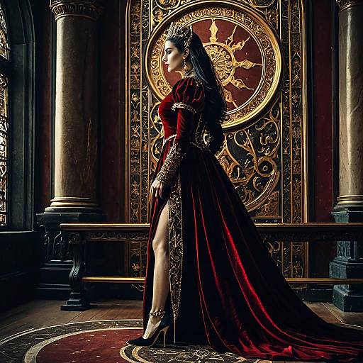 Vampire Queen in Byzantine Red Dress
