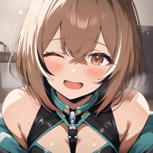 Cute Character with Blush and Brown Hair