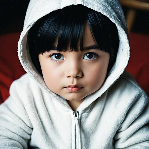 Toddler in White Hooded Sweatshirt