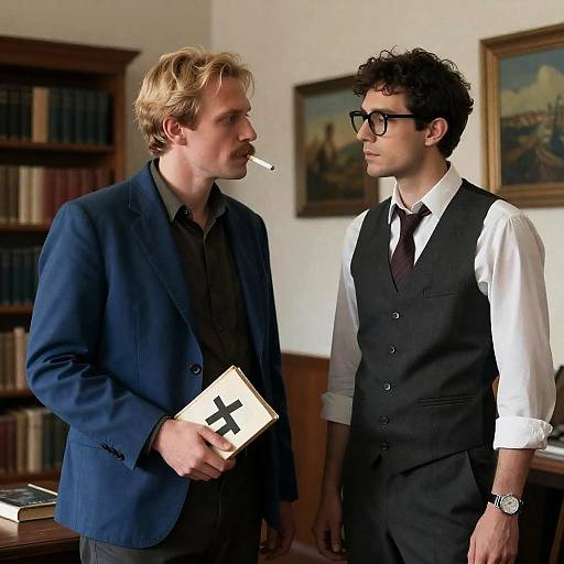 Two men in intellectual discussion