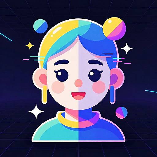 Futuristic Abstract Avatar with Neon Glitch