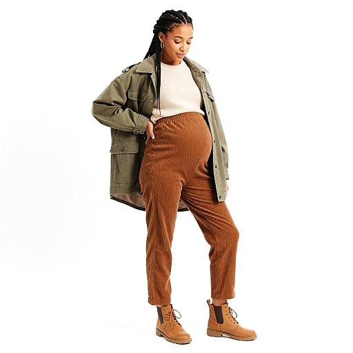 Soft Watercolor Pregnant Woman in Corduroy