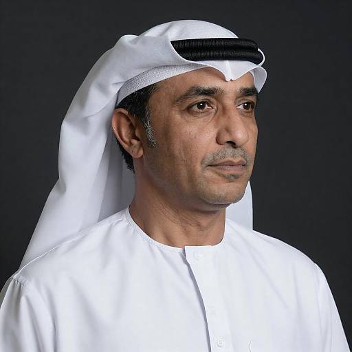 Middle-aged Man in White Headscarf