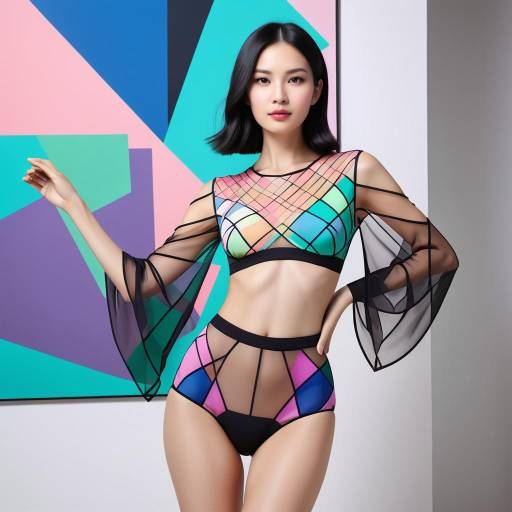 Stylish Woman in Sheer Black Outfit