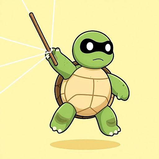Childish Cartoon Superhero Turtle Flying
