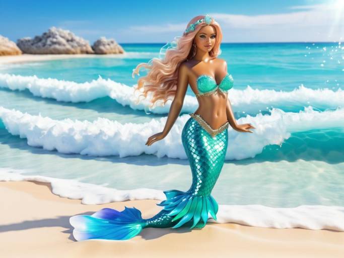Beautiful Mermaid on Tropical Beach