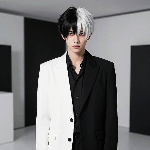 Monochrome Portrait with Split Hair