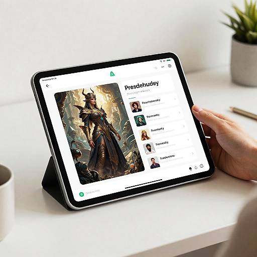 Tablet Displaying AI Fantasy Art Generator