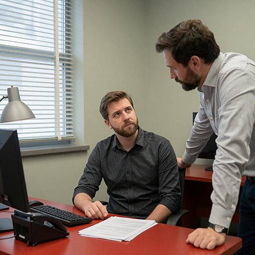 Office Interaction Between Two Men