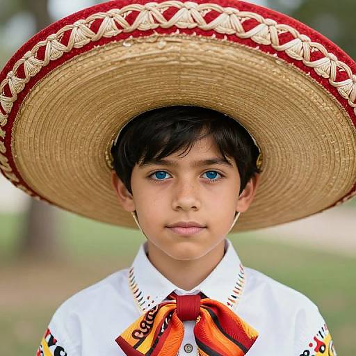 Boy in Sombrero with Colorful Shirt