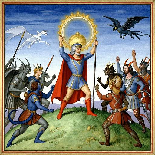 Saint George Leading an Army of Angels Against Demons
