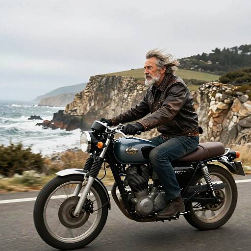 Old Biker on Coastal Ride