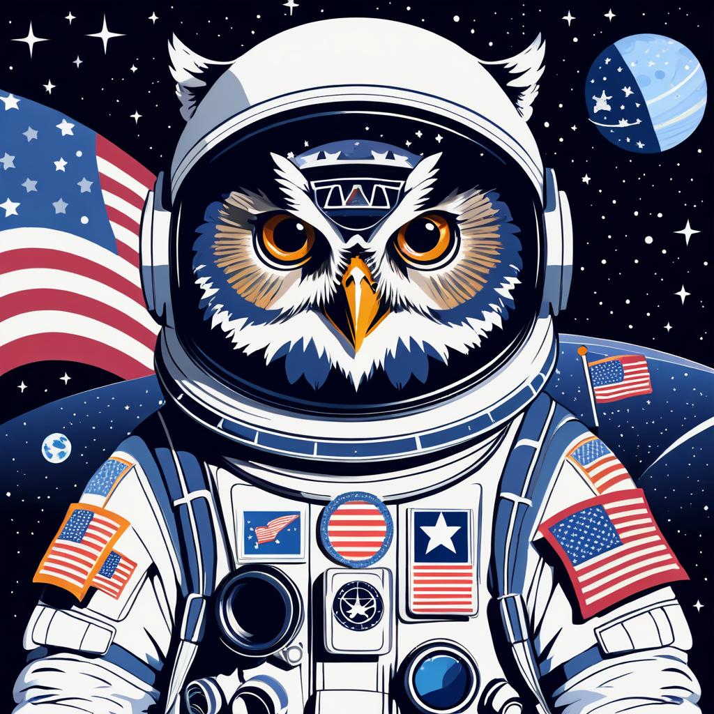 Adventurous Owl Astronaut in Space