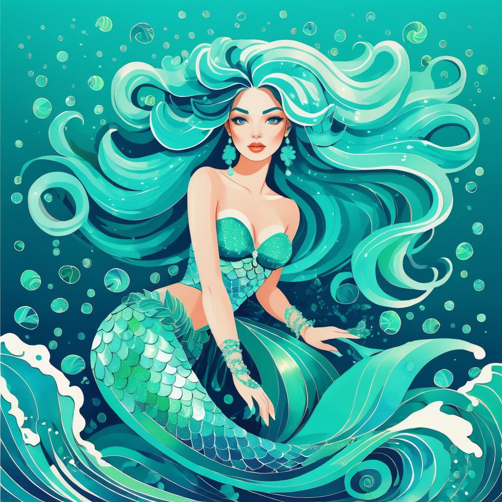 Whimsical Mermaid in Pop Art Style