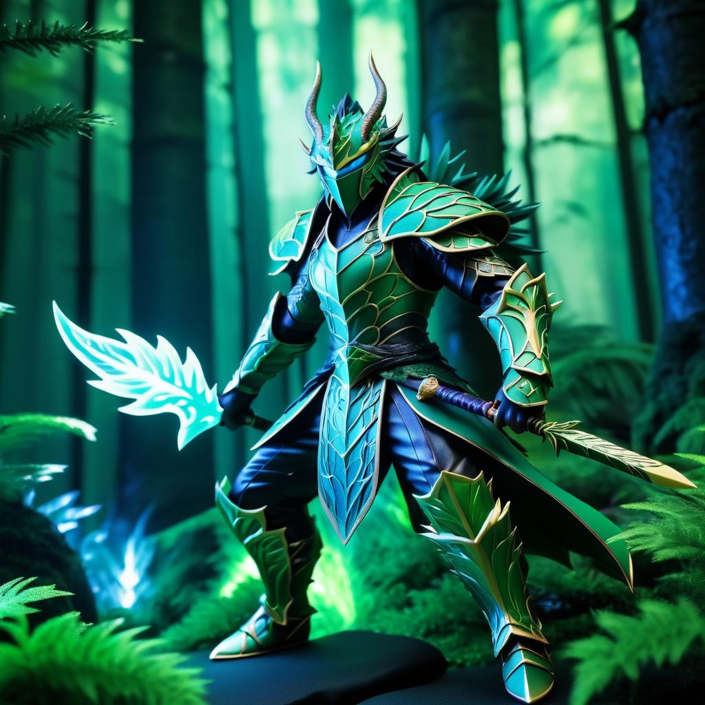 Fierce Dragon Warrior in Enchanted Forest