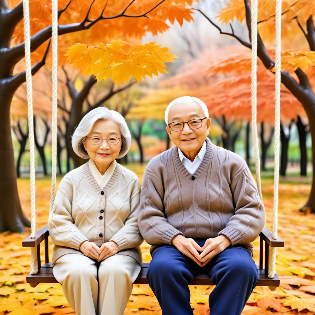 Serene Autumn Swing: Elderly Love