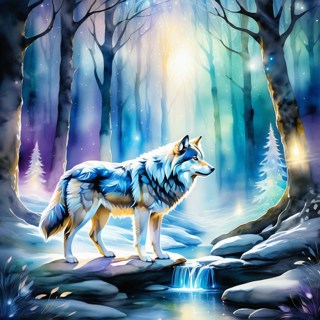 Enchanted Spirit Wolf in Mystical Forest