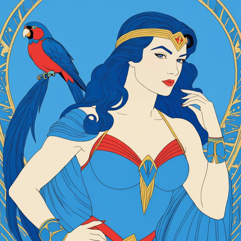 Wonder Woman Inspired Parrot Illustration