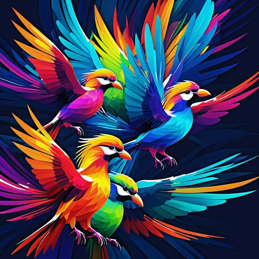 Dynamic Tropical Birds in Vibrant Colors