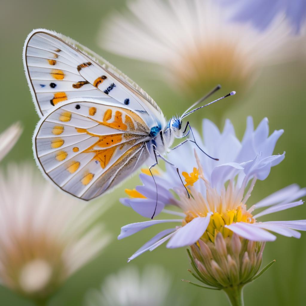 Artistic Closeup of Butterfly and Flower