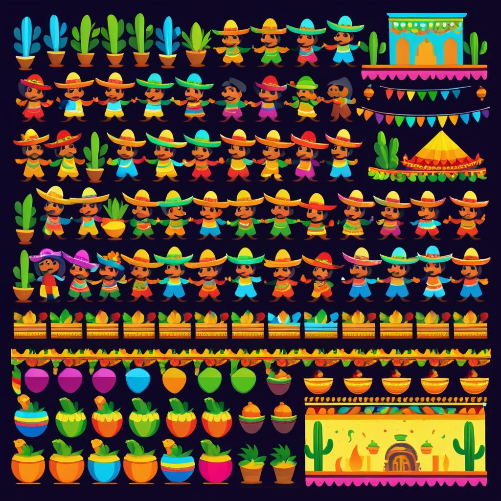 Vibrant Mexican Fiesta Sprite Sheet