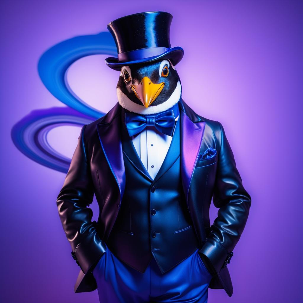 Dapper Penguin in Biker Jacket Portrait