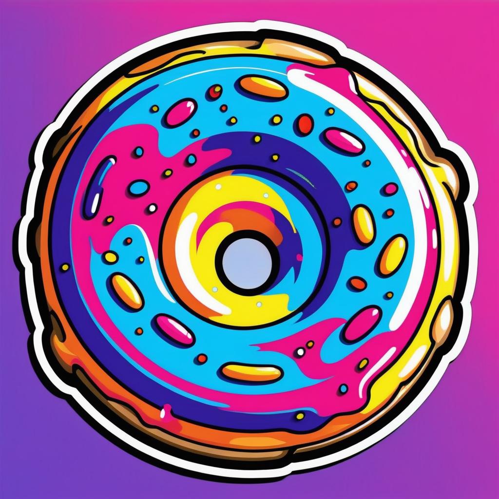 Vibrant Pop Art Doughnut Sticker Design