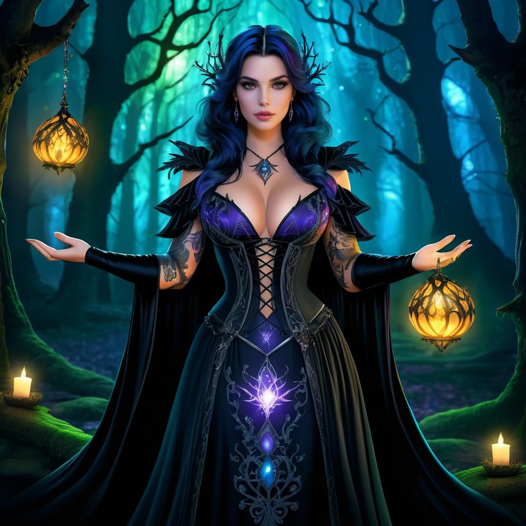 Enchanting Sorceress in Gothic Forest