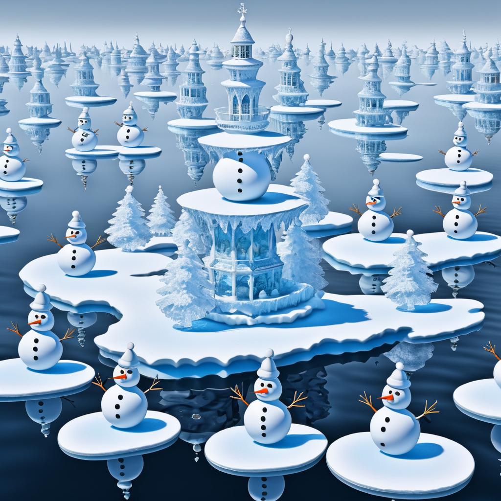 Ornate Snowmen on an Icy Floe