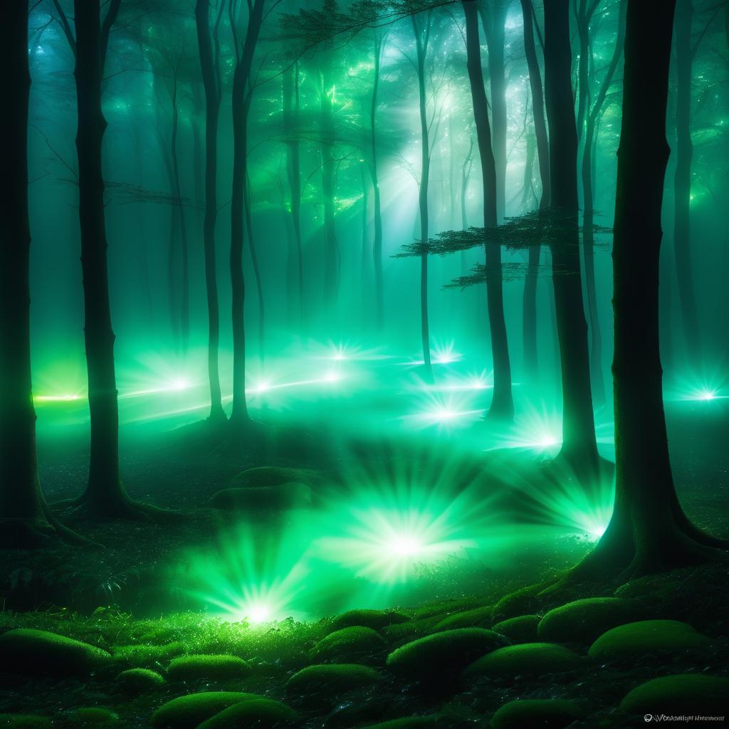 Mystical Fog Light Painting in Fantasy Forest