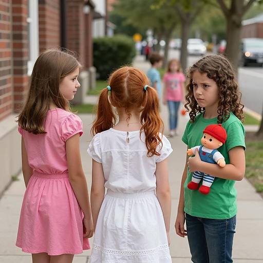 Charming Childhood Moments on Sidewalk
