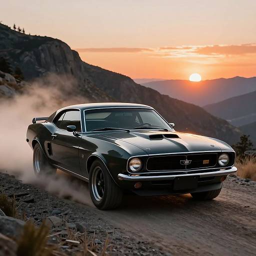 Classic Muscle Car Speeding Mountain Drive