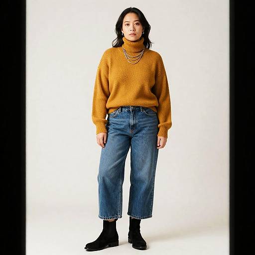 Full-Figured Male in Mustard Turtleneck Outfit