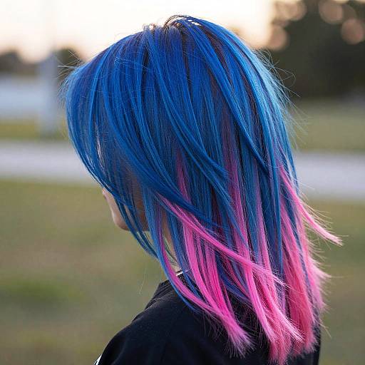 Vibrant Electric Blue and Neon Pink Hair