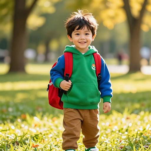 Joyful Boy in Sunny Park
