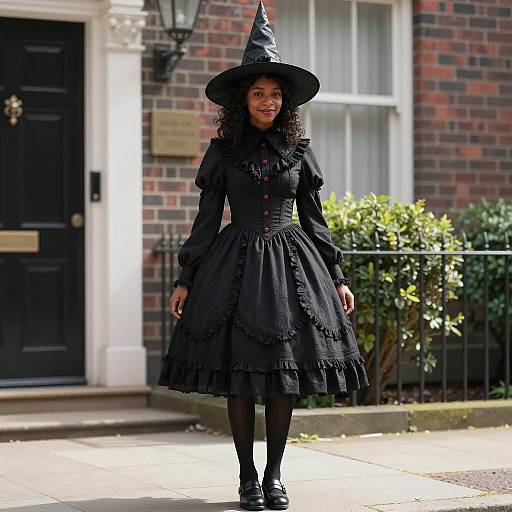 Black Woman in Gothic Lolita Witch Costume