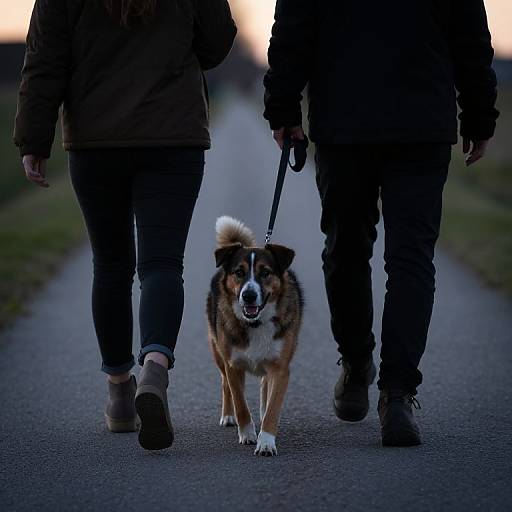 Evening Walk: Dog and Owner Bond