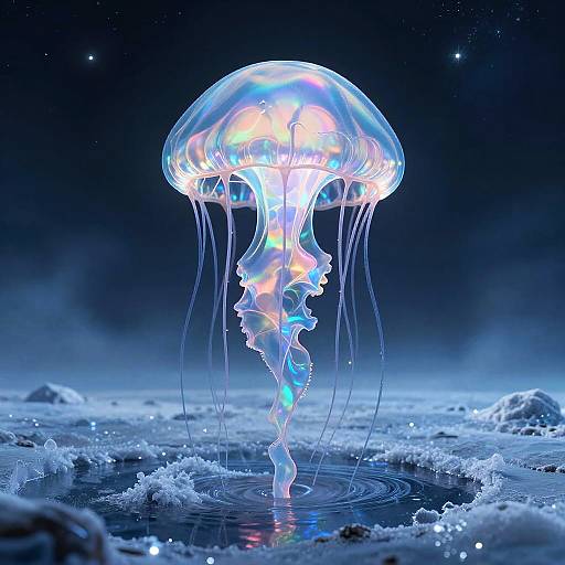 Holographic Alien Jellyfish on Frozen Planet