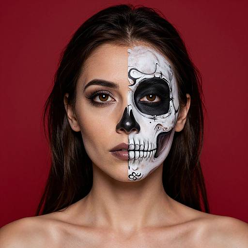 Half-Skull Halloween Makeup Art