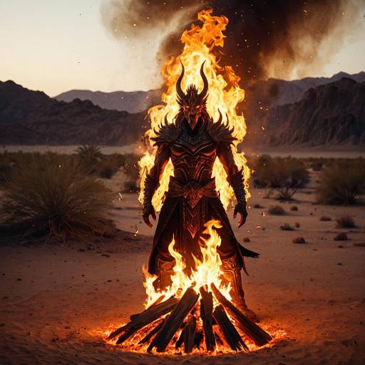 Ifrit Demon Standing in Desert Fire