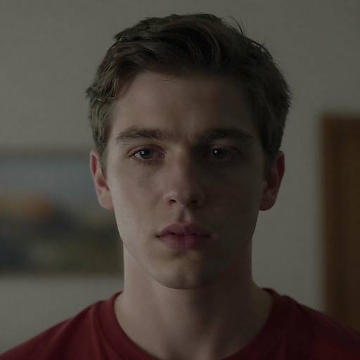 Serious Young Man in Dim Lighting