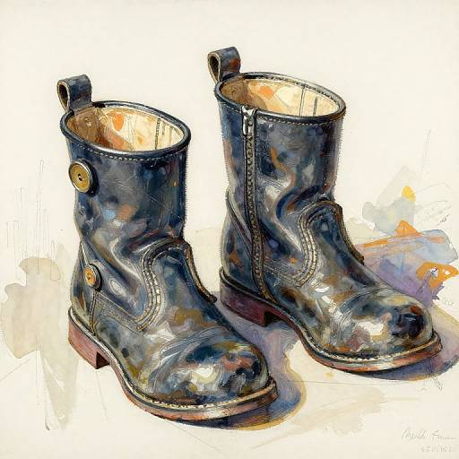 Impressionistic Toddler Side Button Boots