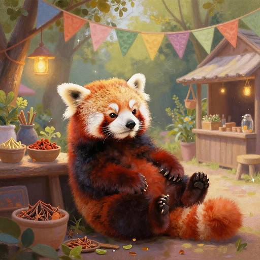 Friendly Red Panda Tailor in Village