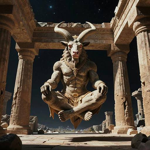 Hyper-Realistic Minotaur Meditation Scene