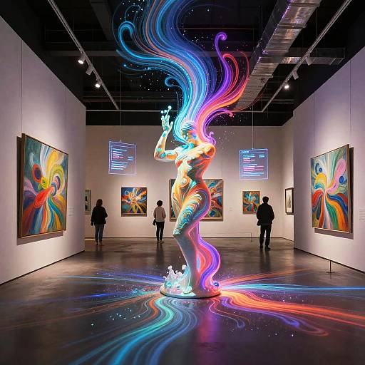 Futuristic AI Art Gallery Experience