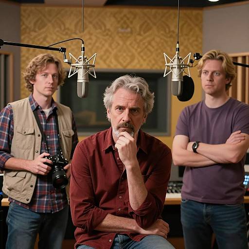 Three Men in a Recording Studio Scene